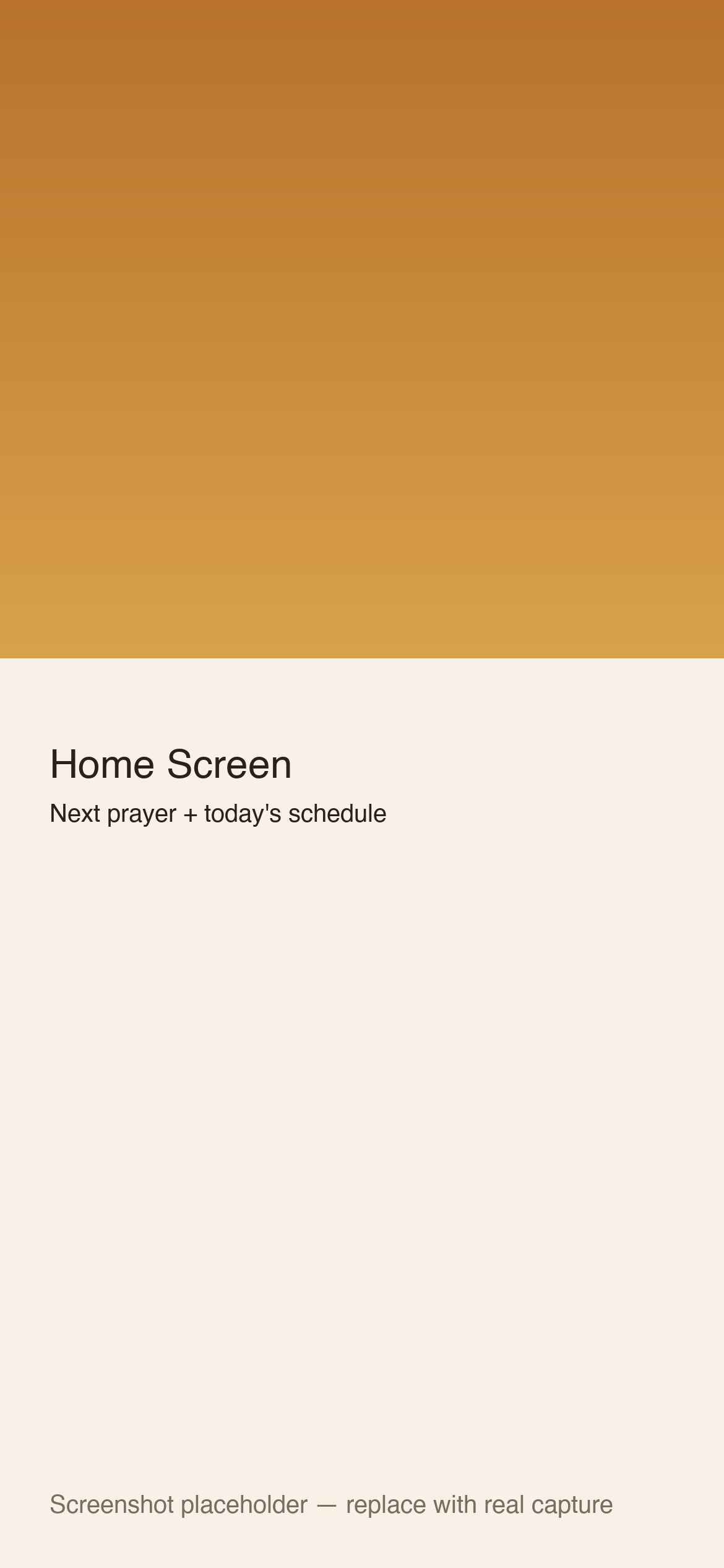 Home screen with next prayer countdown